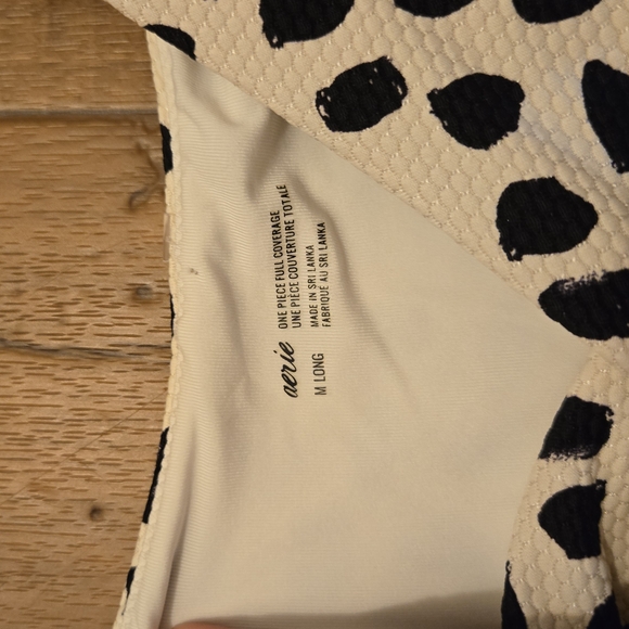 Aerie Black and White  Size M Long One Piece Swimsuit with Cut-Out Detail - Picture 6 of 6